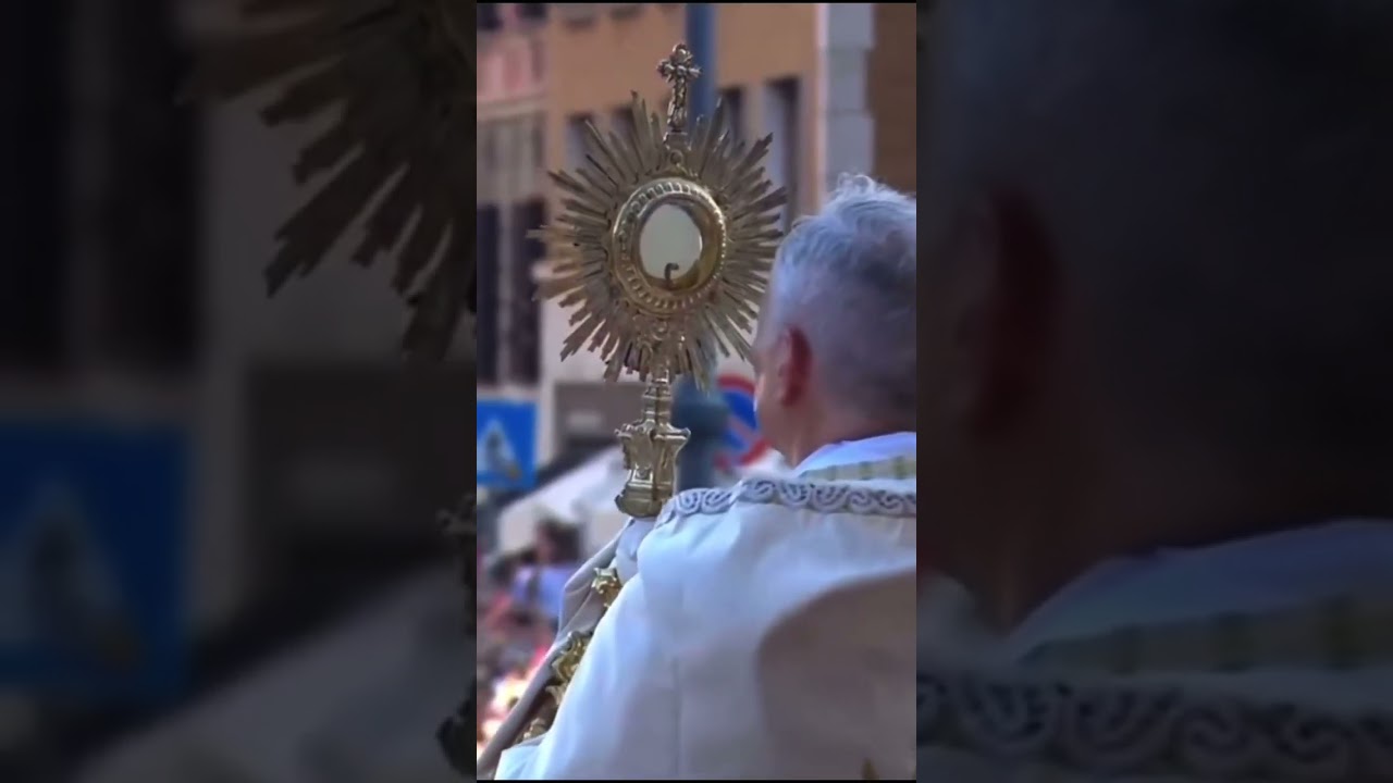 Papa Leone XIV benedice con l&rsquo;Eucaristia nella Solennit&agrave; del Corpus Domini 🙏✨ #spiritualit&agrave; #chiesa