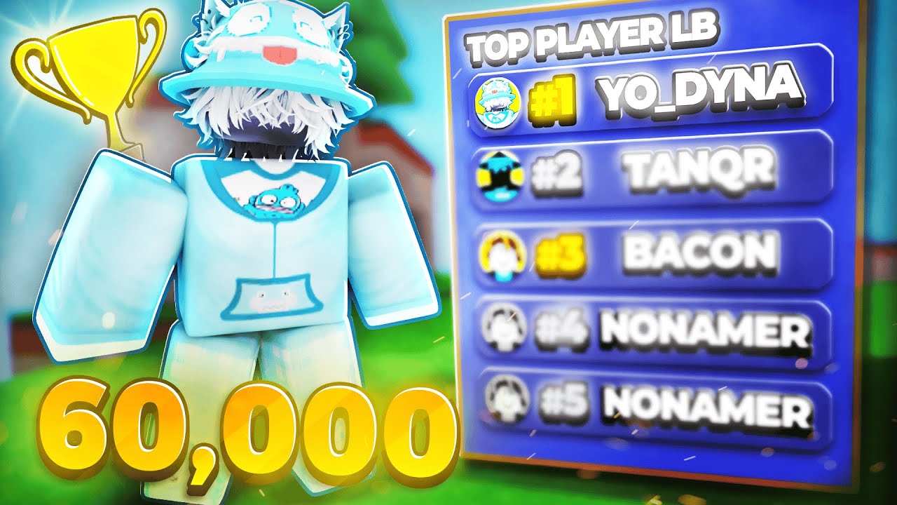 Первый в мире игрок, набравший 60 000 побед в Roblox Bedwars..