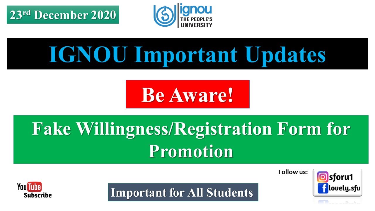 IGNOU Latest Notification | IGNOU Fake Promotion Form | IGNOU Assignment, Result, Admission Updates