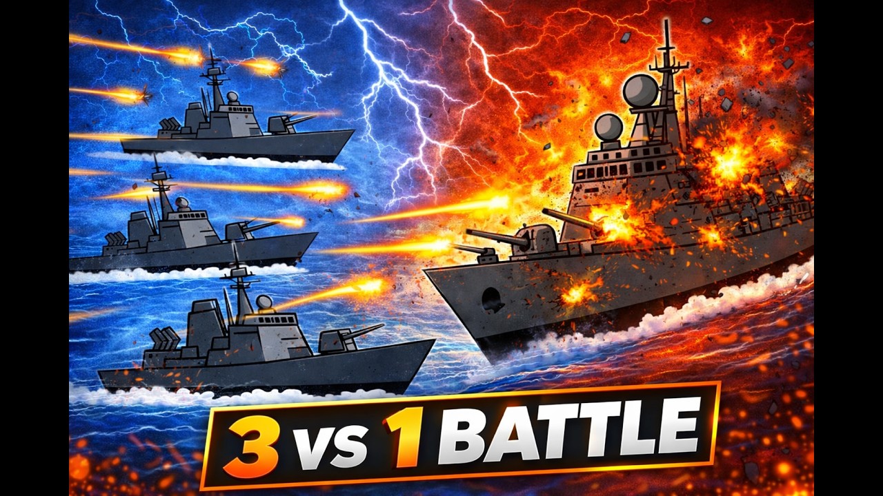 3 Destroyers vs 1 Giant Destroyer | Epic Naval Battle at Sea #warships #destroyerbattle