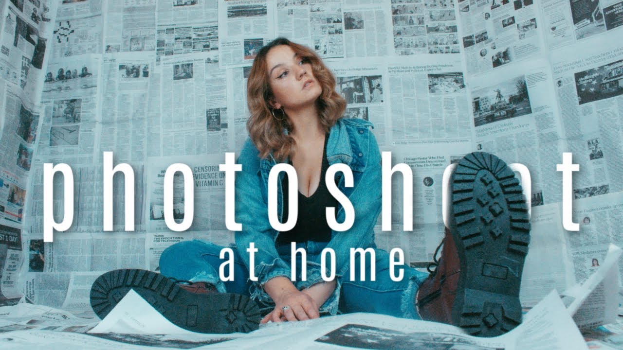 QUICK & EASY DIY PHOTOSHOOT IDEA AT HOME | NEWSPAPER backdrop studio*