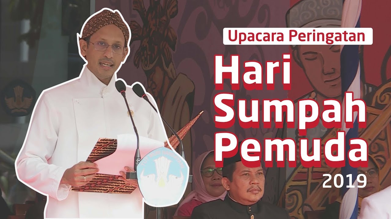 Perdana, Mendikbud Nadiem Makarim Pimpin Upacara Sumpah Pemuda 2019