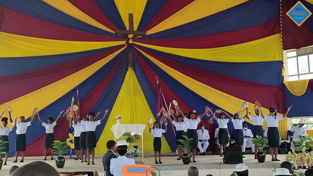 The Salvation Army Junior miss Timbrels alongside the Kakamega Citadel Band