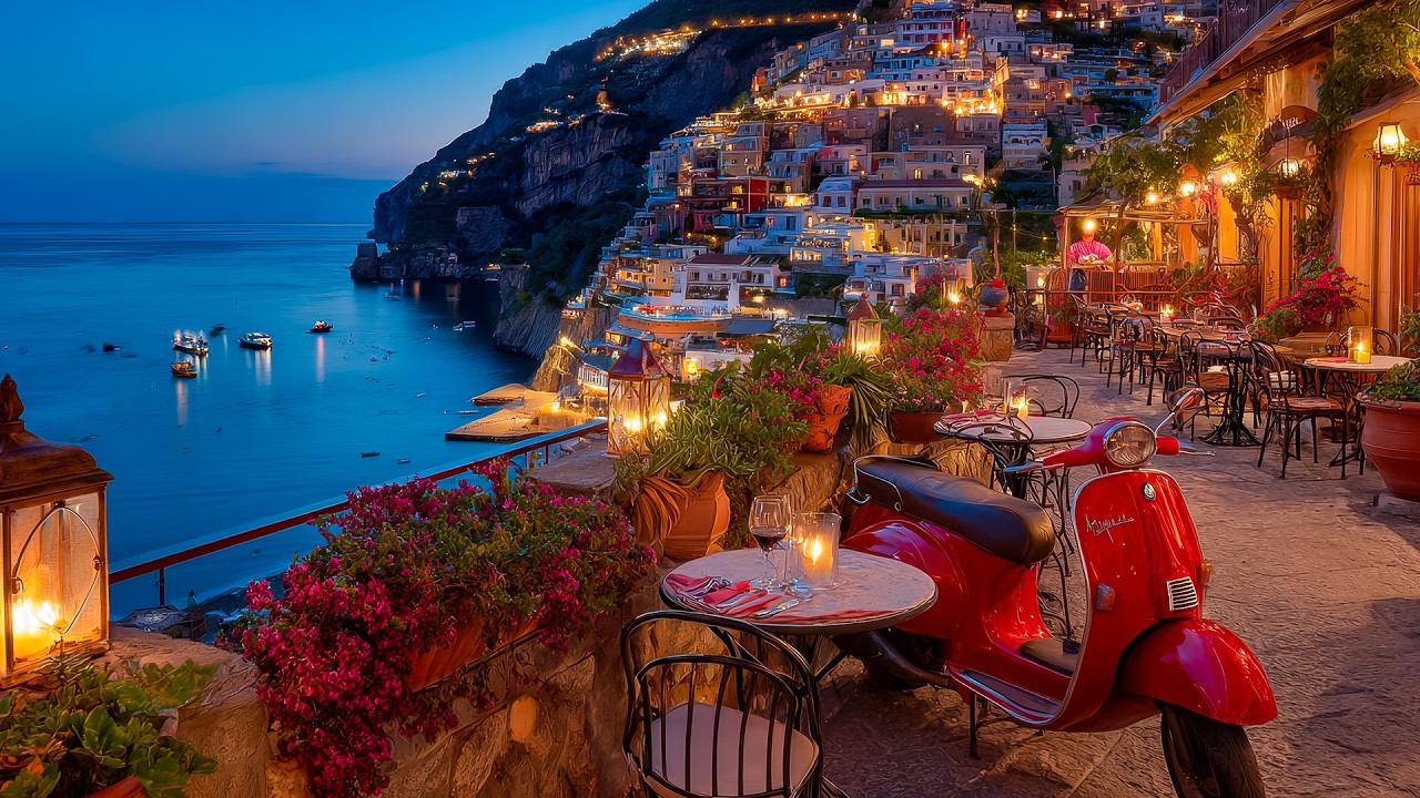 🎶 Italian Vibes & Mediterranean Music 🎶 2+ Hours Scenic Amalfi Coast & Santorini Dreamy