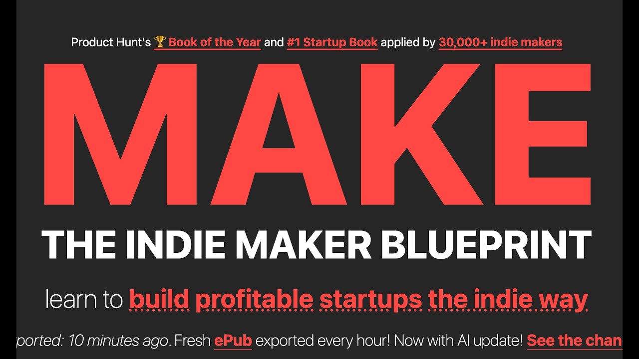 피터 레벨스  AI 시대의 부트스트래핑 MAKE: The Indie Bootstrapper's Blueprint by Levelsio