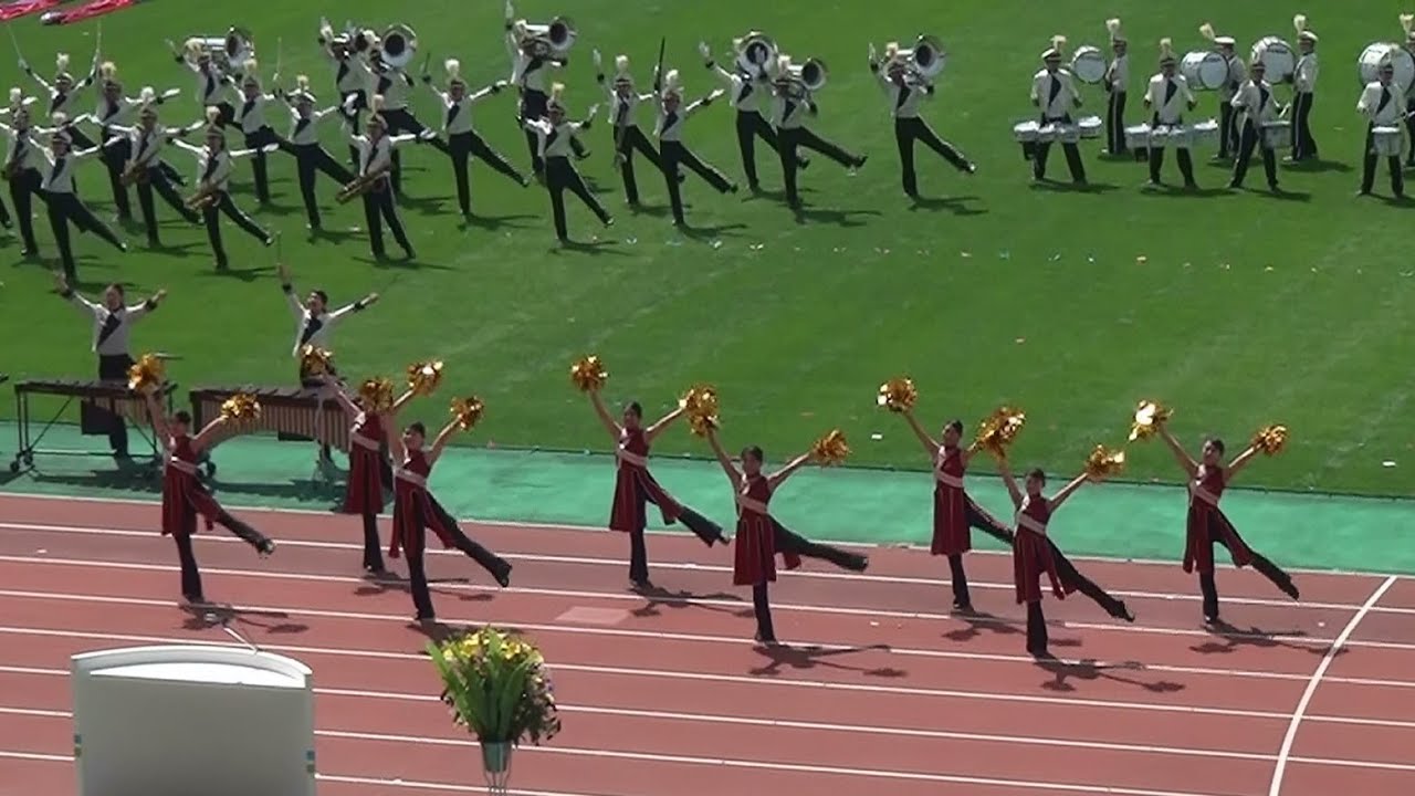 熊工 マーチングドリル　熊本高校総体開会式2014オープニング　うまかな・よかなスタジアム（熊本県立熊本工業高校吹奏楽部）