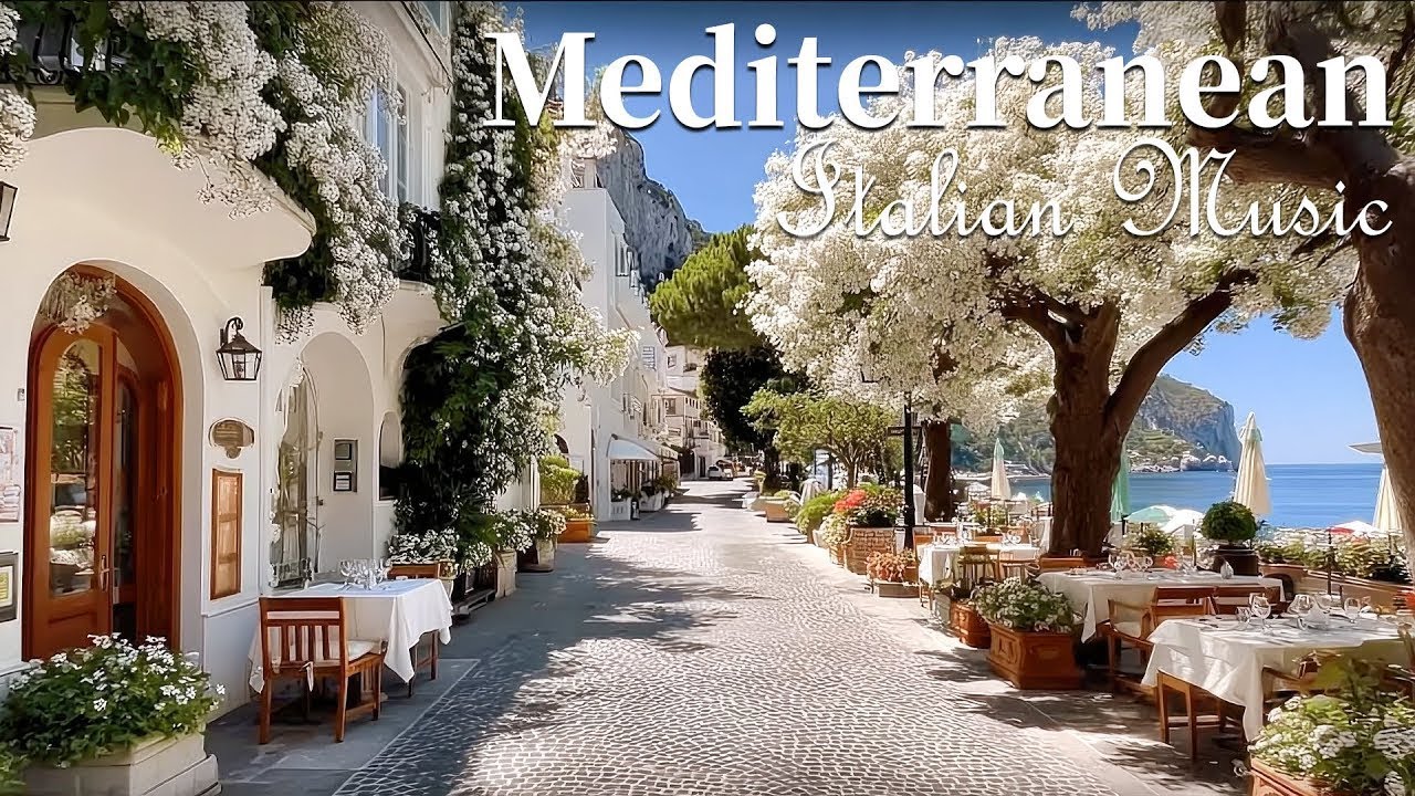 🔴 LIVE Italian Mediterranean Music 🎵 Peaceful Amalfi Coast & Lake Como Scenery