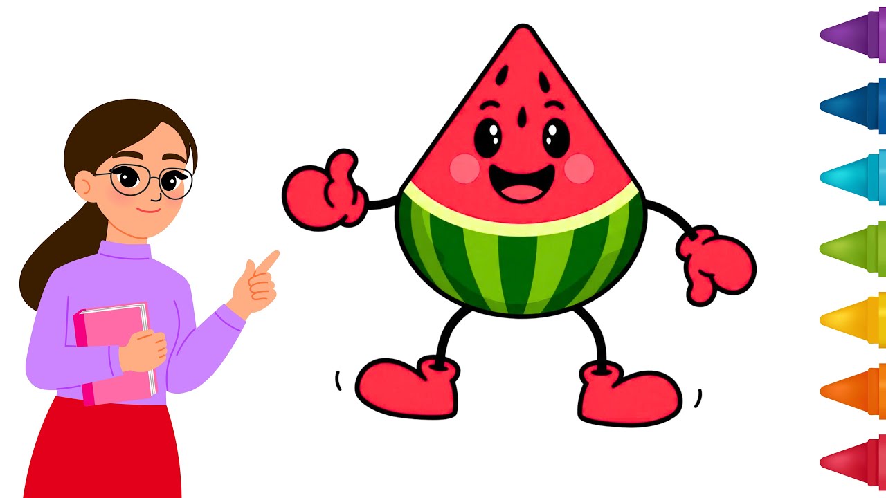 How to Draw cartoon fruit watermelon Drawing for kids 2026