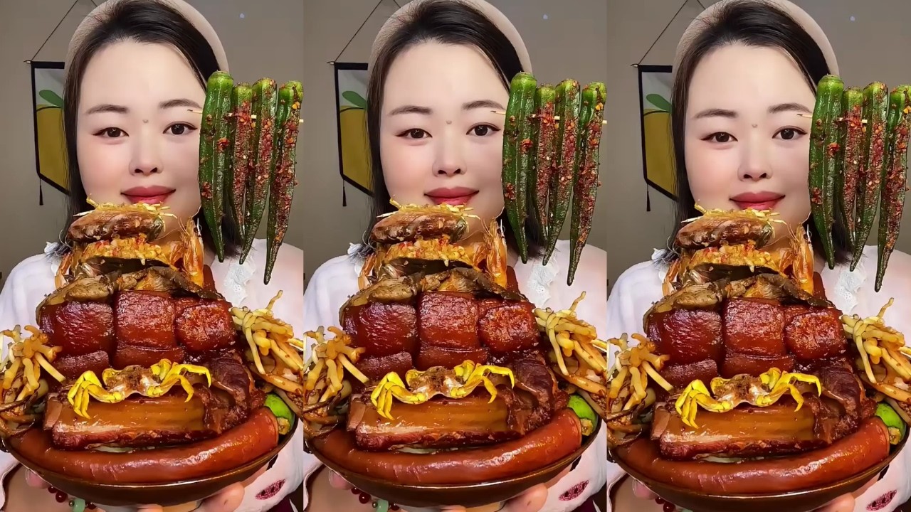 Rural ASMR Enjoy Eating Braised Pork Belly, Pig’s Tails & Pork Ribs – Super Delicious!