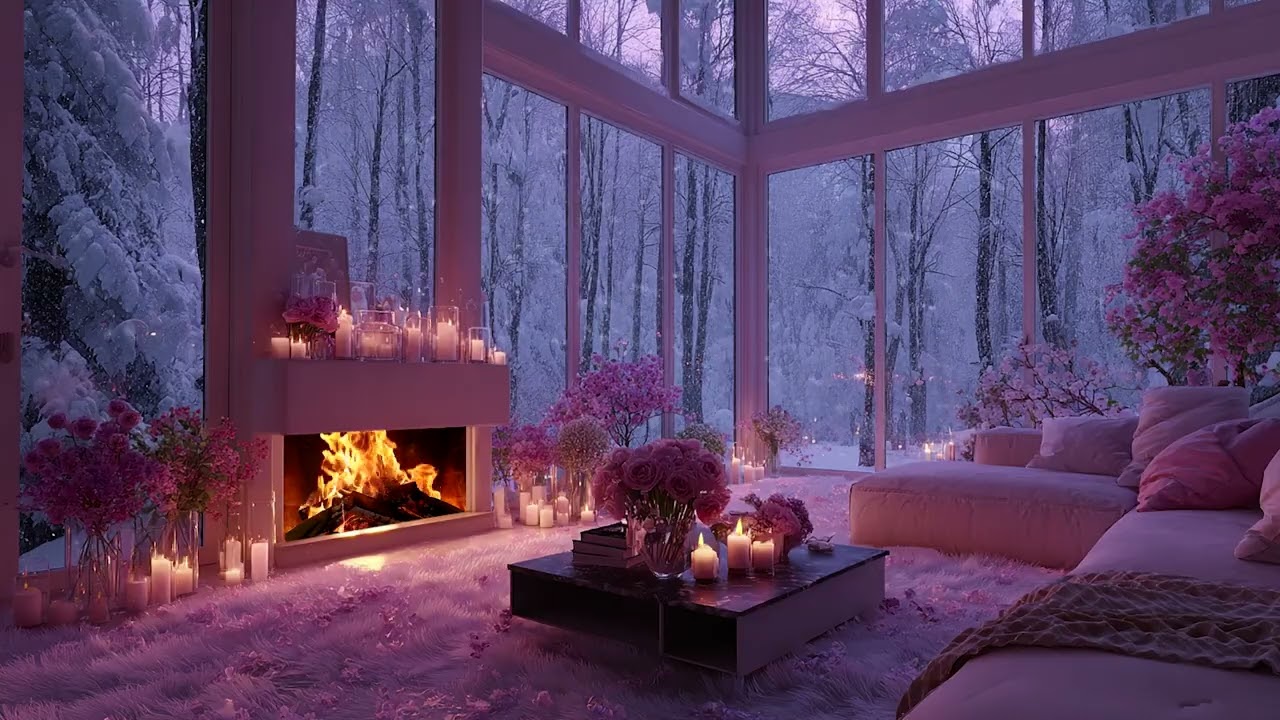 Howling Snow Wind Outside, Warm Fireplace Inside ❄️ Cozy Winter ASMR Ambience | 3H