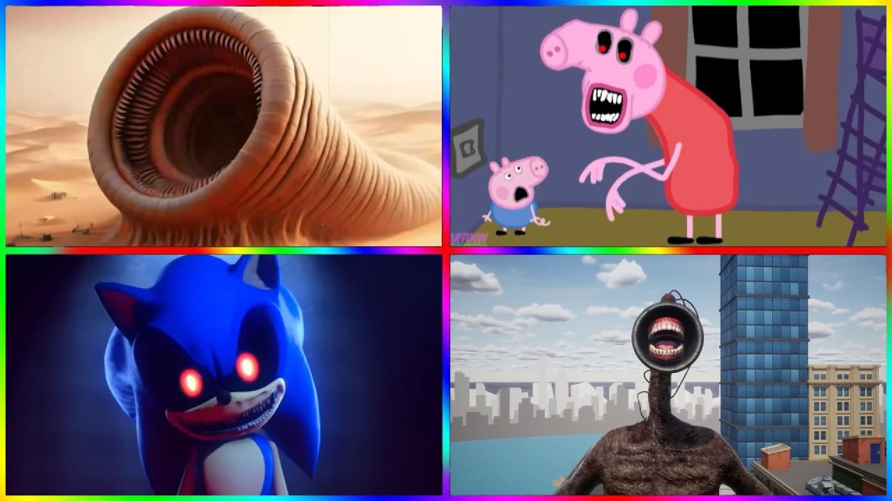 Cartoon Worm  🆚Peppa Pig.ExE 🆚 Sonic .Exe  🆚 Siren Head      🎶 Tiles Hop EDM Rush