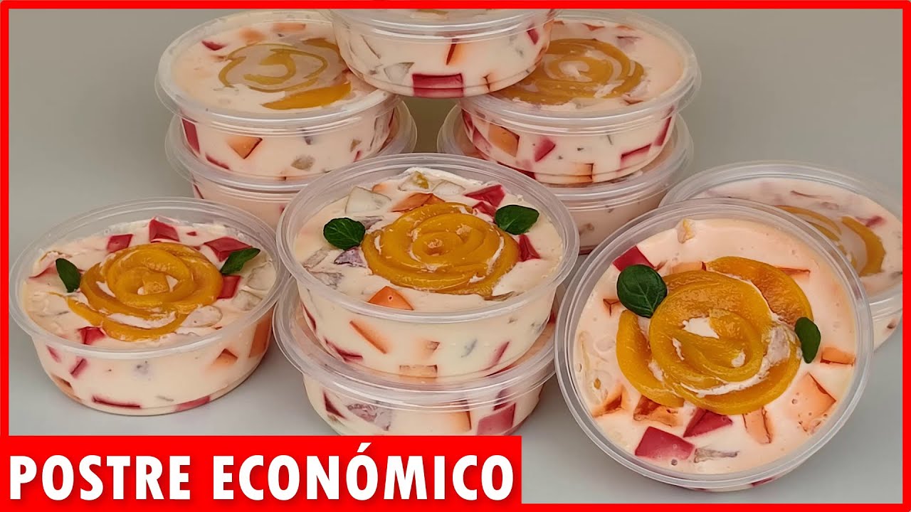 GELATINA con CREMA para VENDER postre ECONÓMICO y DELICIOSO de Durazno🍑 y Fresa🍓