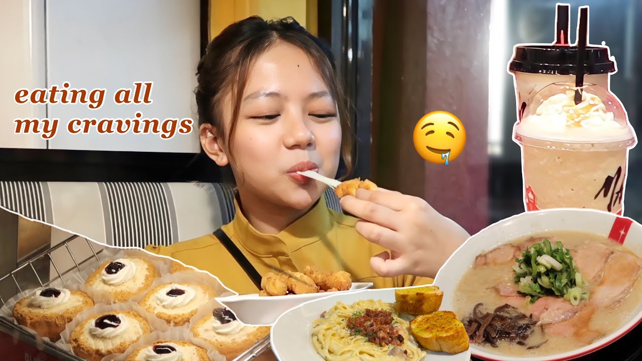 EATING ALL MY CRAVINGS (Ramen, Cheese Sticks, Milk tea, Donut, and Carbonara) | ft. barenbliss