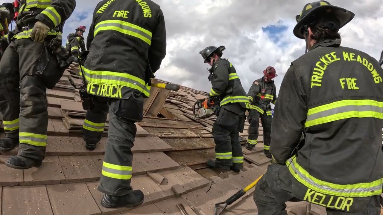 Tile roof ventilation training Sparks Fire Department