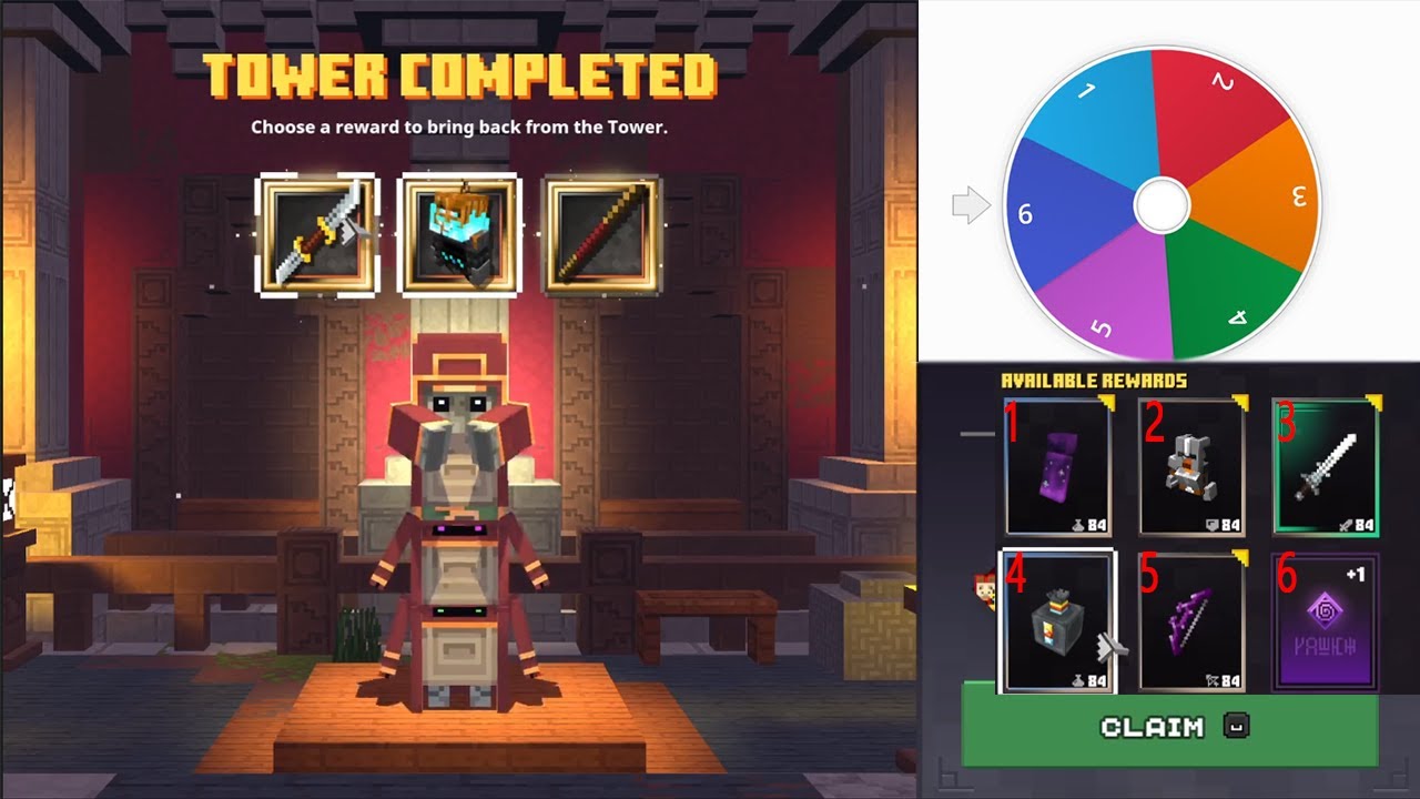 Beating The Tower BUT The Items I Can Use Are Random!! Minecraft dungeons.