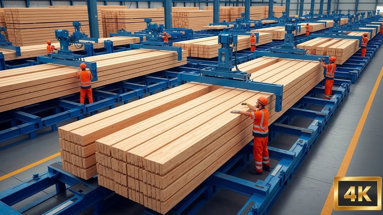 Inside a Glulam Factory | Laminated Timber Production Process