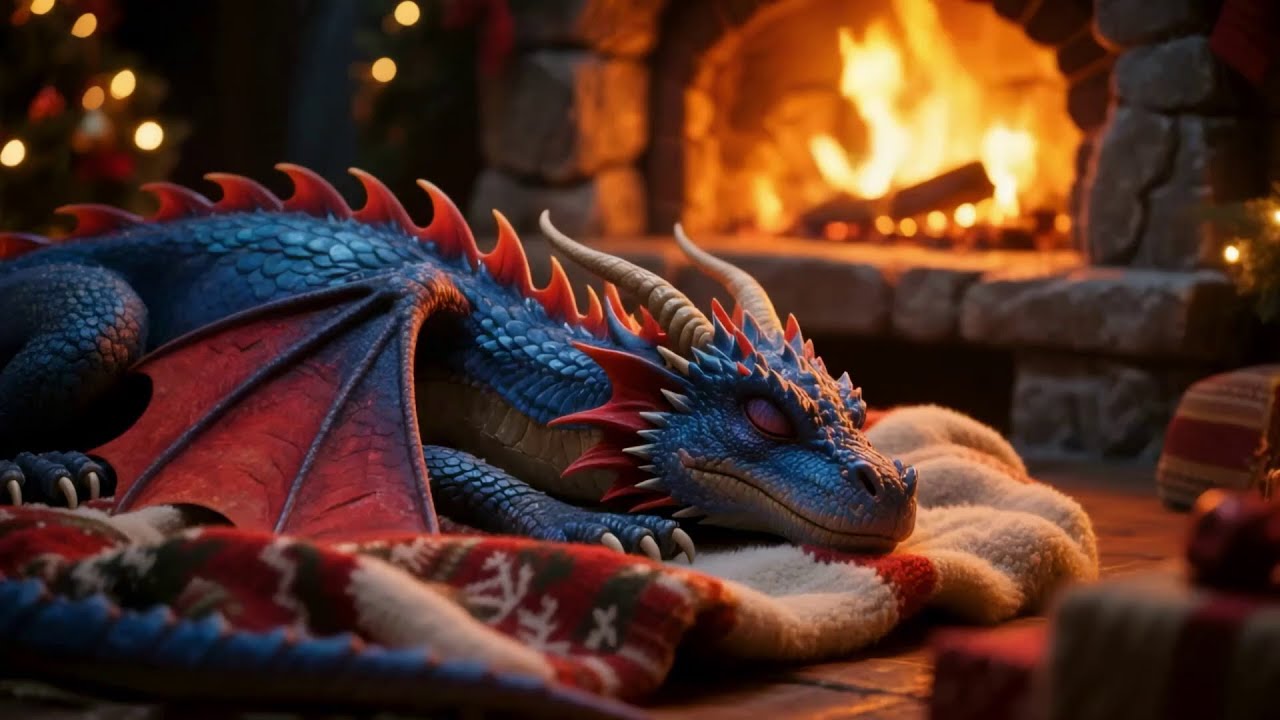 Fireplace Ambience with a Sleeping Dragon | Cozy Fantasy Home Atmosphere