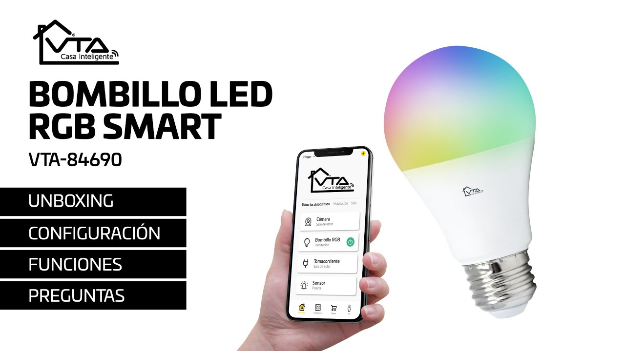 CONFIGURACIÓN bombillo LED RGB #smart  | Control vía WIFI por APP | VTA CASA INTELIGENTE 84690
