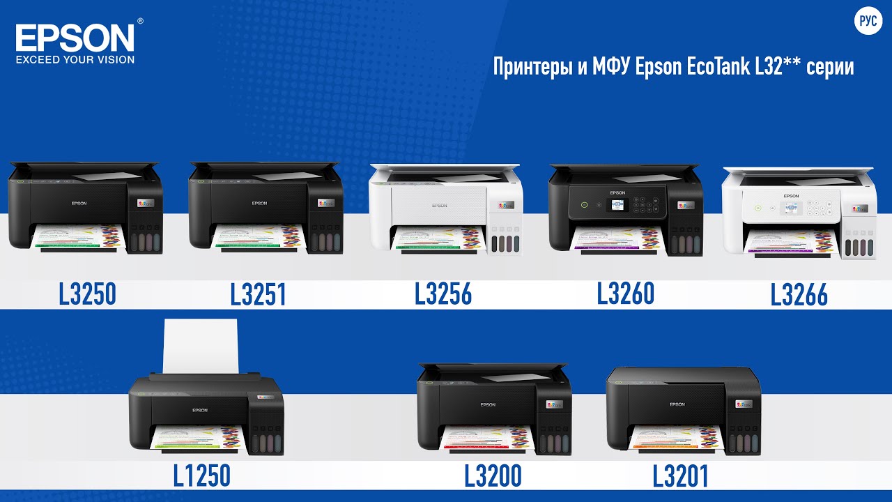 Обзор принтеров и МФУ Epson EcoTank L1250, L3200,  L3201, L3250, L3251, L3256 L3260 и L3266