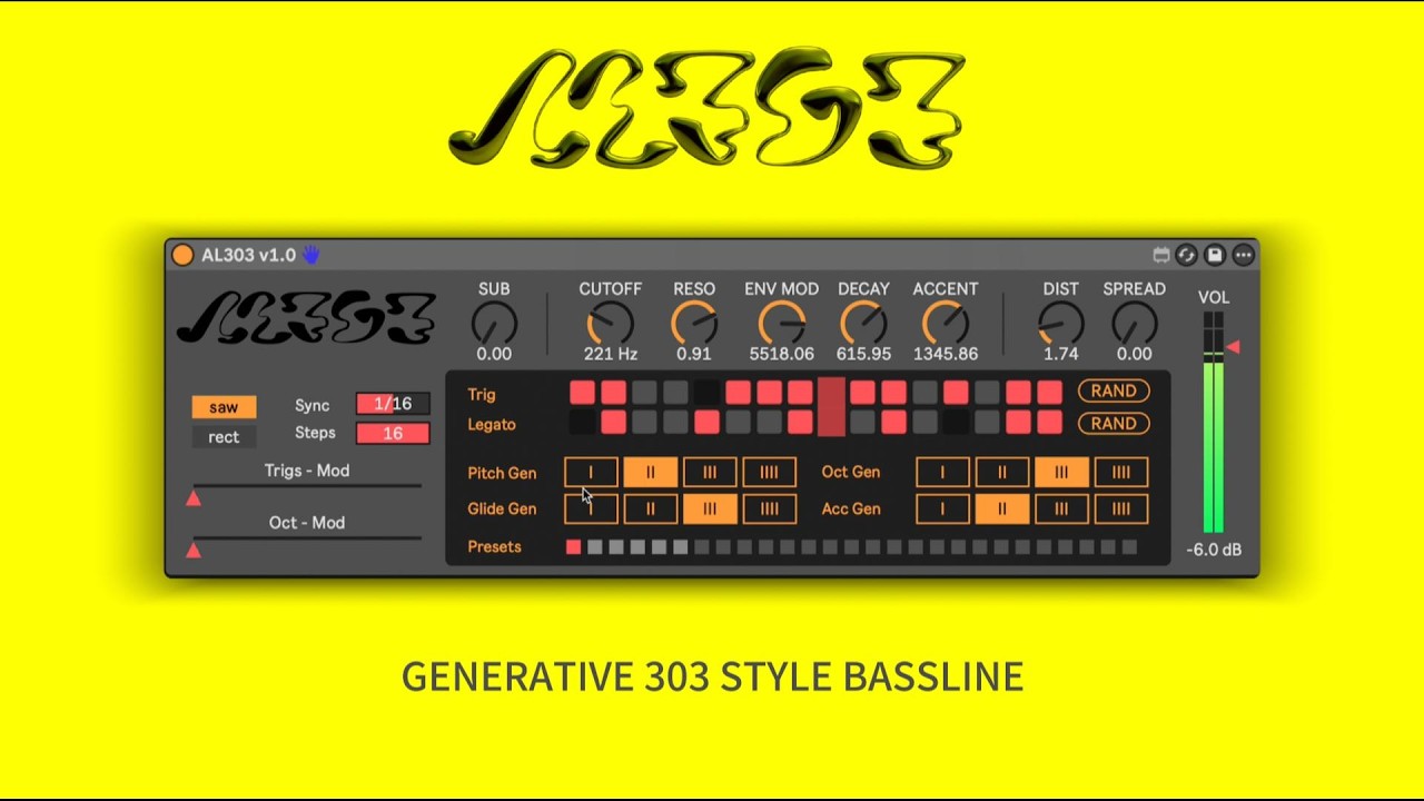 AL303, A Generative 303 Style Bassline, Max For Live