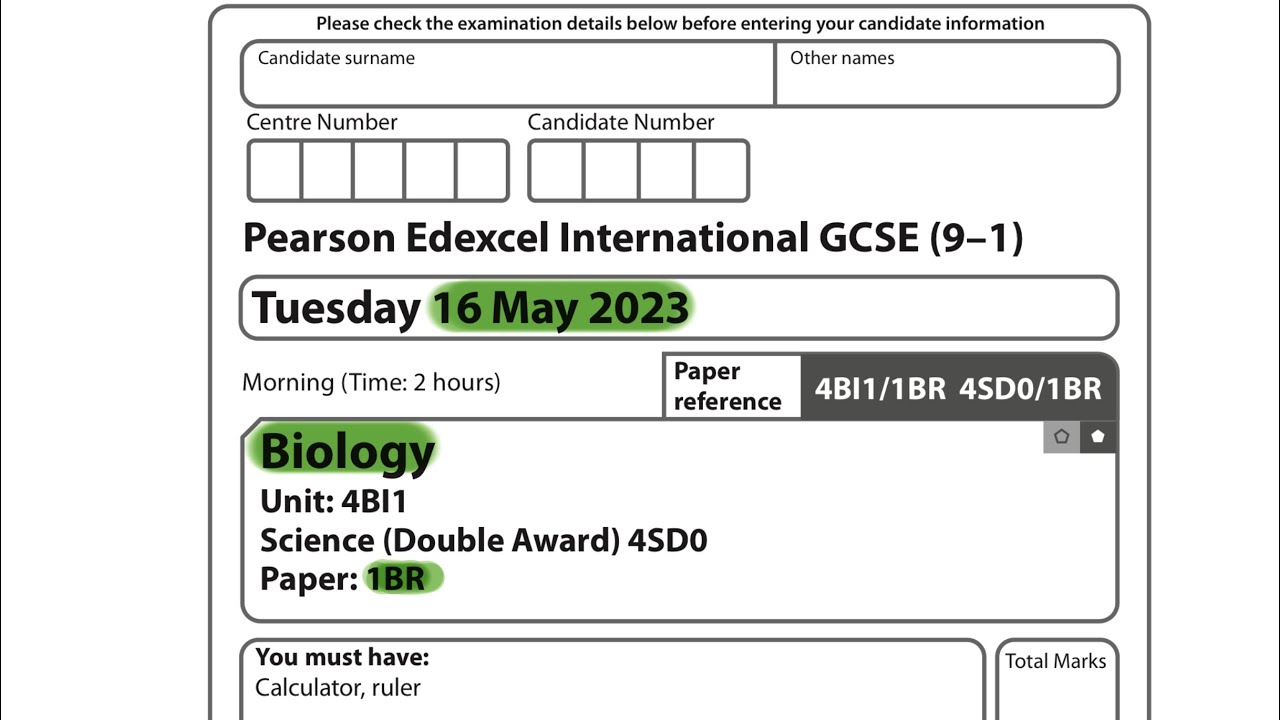 IGCSE | Биология | Май 2023 г. | статья 1BR | Pearson Edexcel