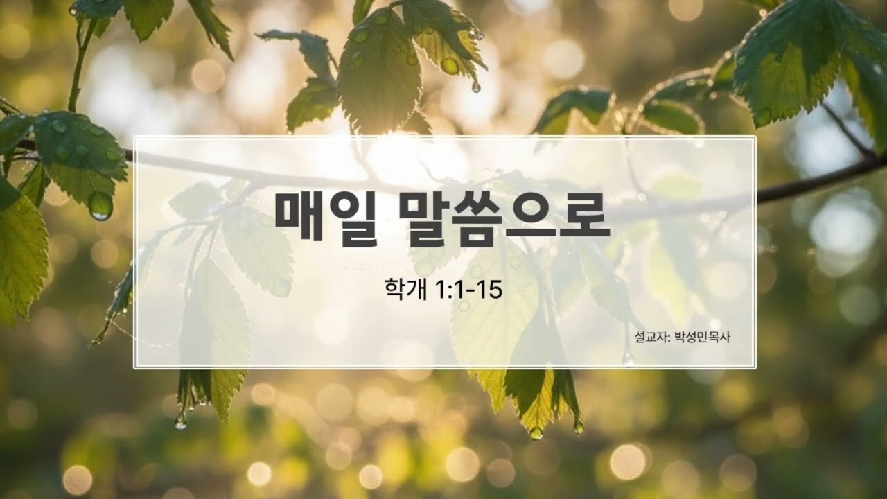 순전한교회 / 학개1:1-15 / 박성민목사 / 2025.11.17(월) /매일말씀으로