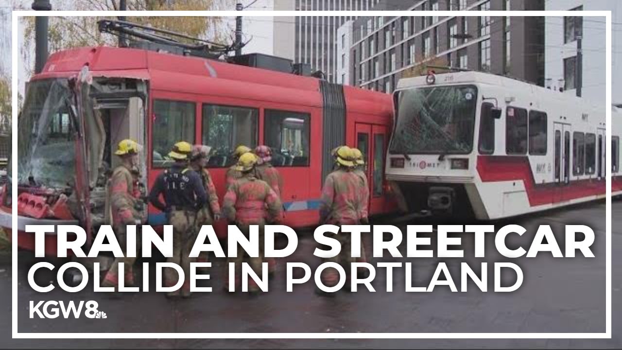 MAX train and Portland Streetcar collide in Northeast Portland