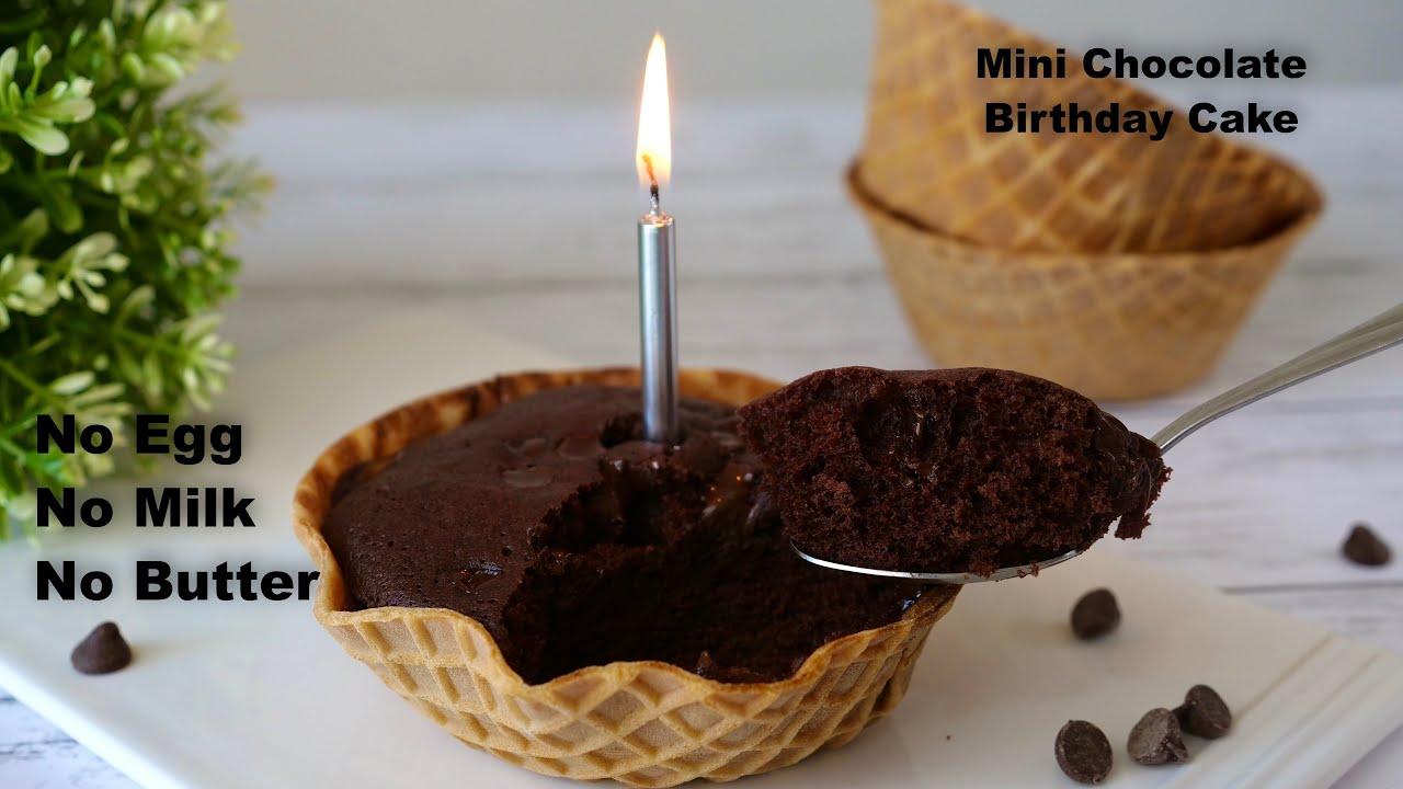 Chocolate Birthday Cake In Microwave | No Egg No Milk No Butter Cake