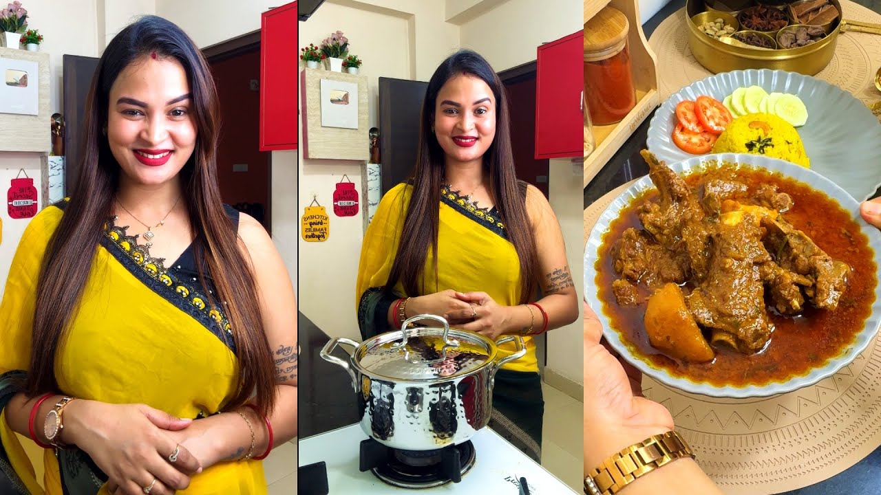 फैमिली के लिए स्पेशल मटन कोसा और बसंती पुलाव | Triply cookwares में ft Nestasia| Priya kitchen 