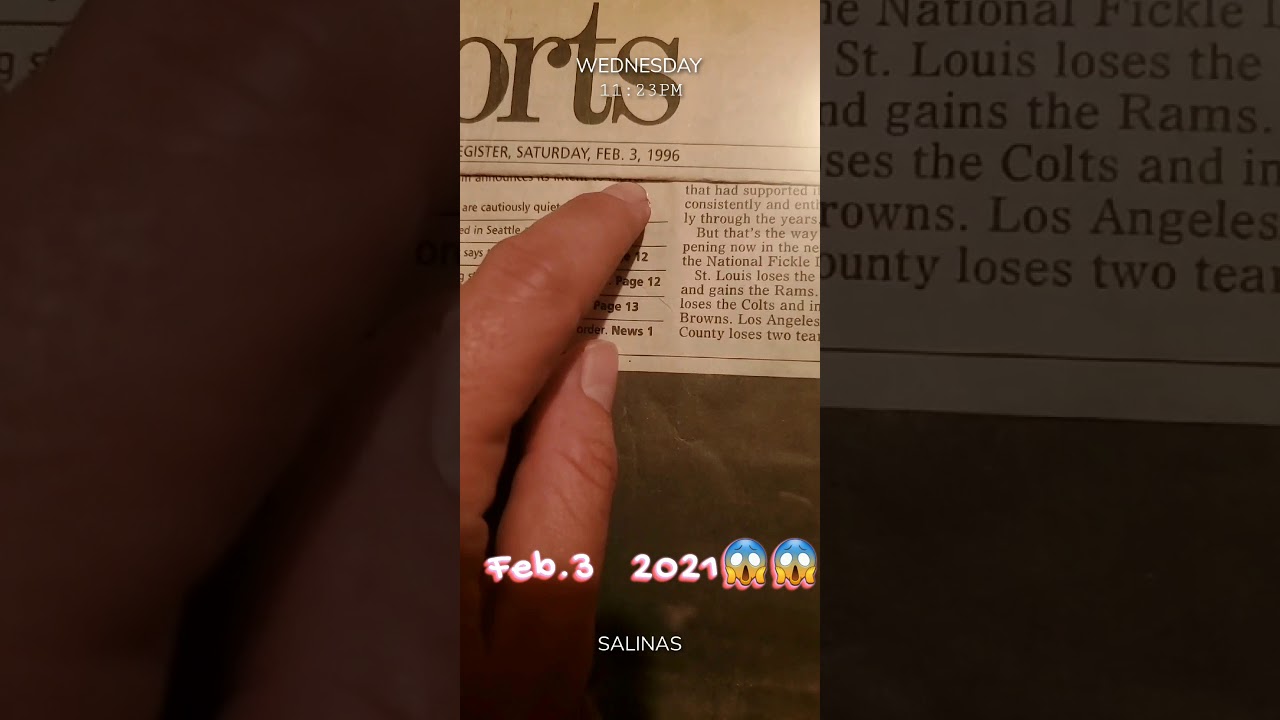 Vintage news paper from Feb 3. 1996 found on Feb 3 . 2021