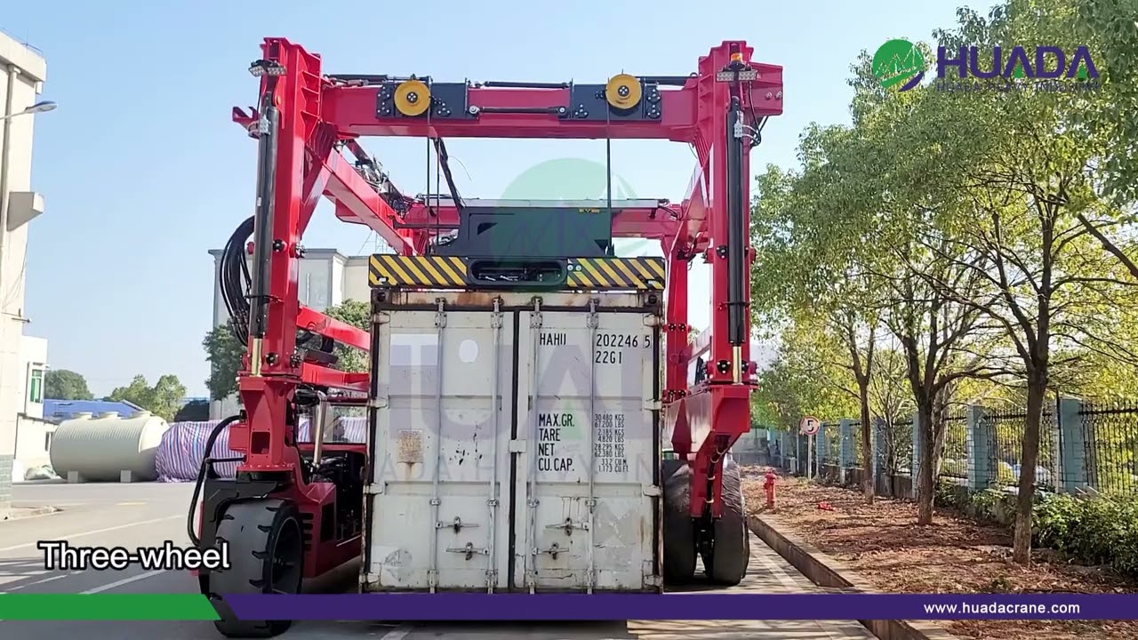 Three-Wheel Container Straddle Carrier Site Work and Factory Commissioning