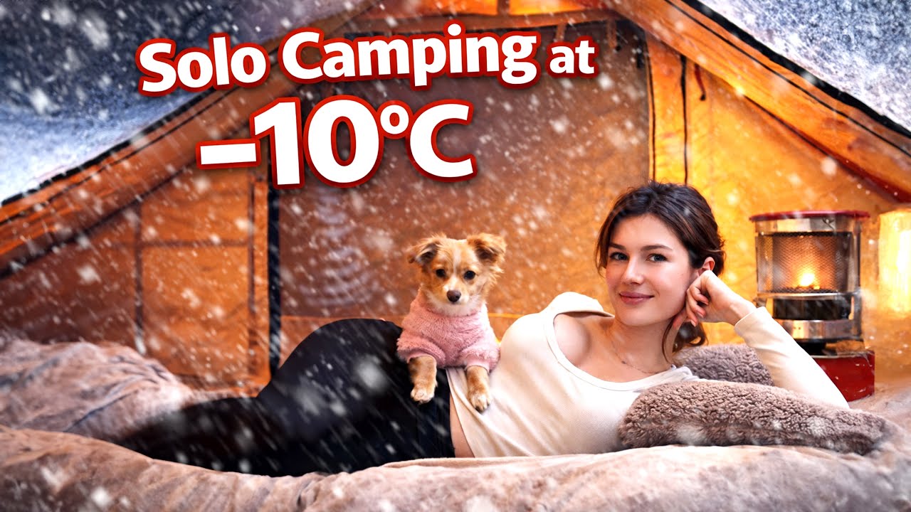 Camping at −10°C | Solo Winter Camp - Wood Stove ASMR