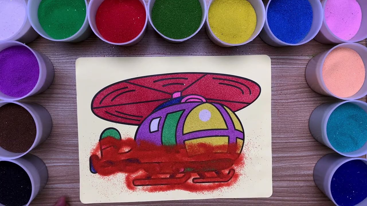 Tô màu tranh cát máy bay trực thăng 🚁 