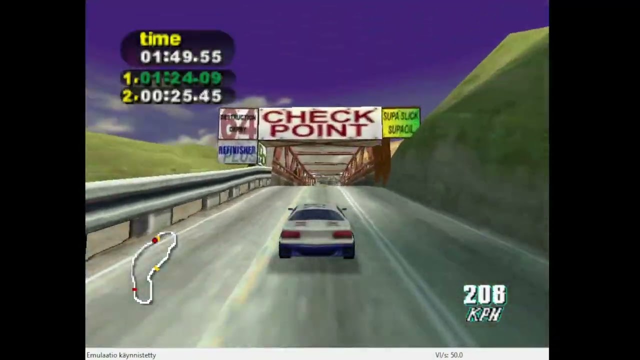 N64, PAL, Emulated, Destruction Derby 64, Time Trial, Metro Challenge,  4:08.45, 1:22.09