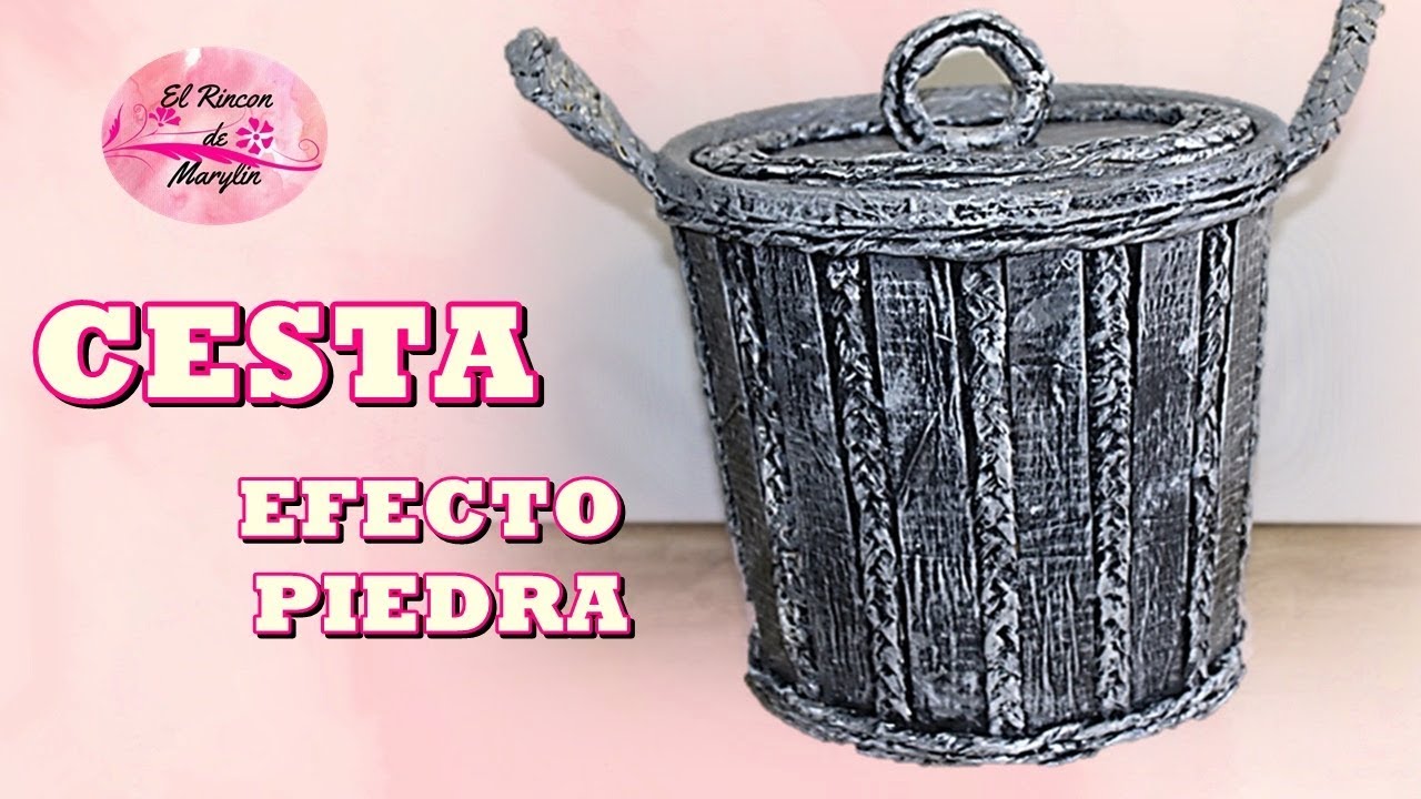 CESTA EFECTO PIEDRA CON PAPELERA DE PLASTICO