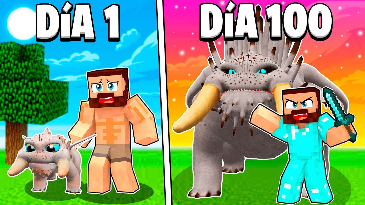 ¡SOBREVIVO 100 DIAS en MINECRAFT HARDCORE en COMO ENTRENAR A TU DRAGÓN!