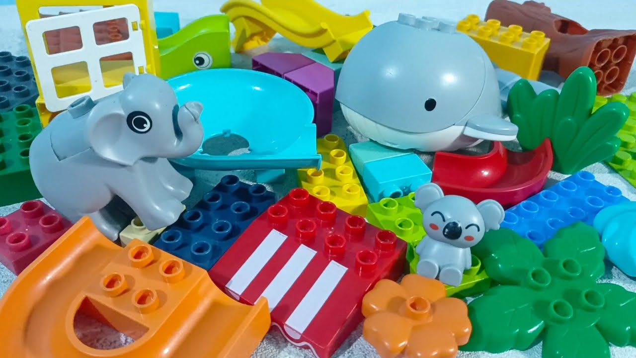 14 minutes satisfying building blocks marble run | Build a marble track with lego duplo