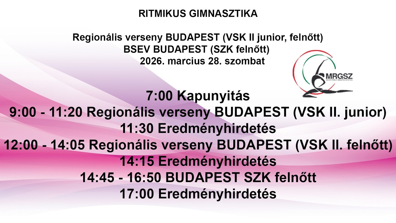Region&aacute;lis verseny BP ,VID&Eacute;K(VSK II junior, felnőtt) BSEV BP ,VID&Eacute;K(SZK felnőtt) 2026.03.28
