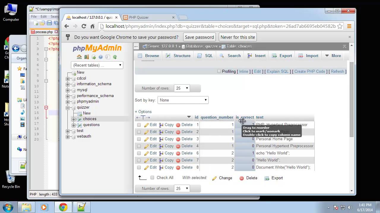 Learn to Design a PHP Quizzer using PHP and MySQL - Part 5