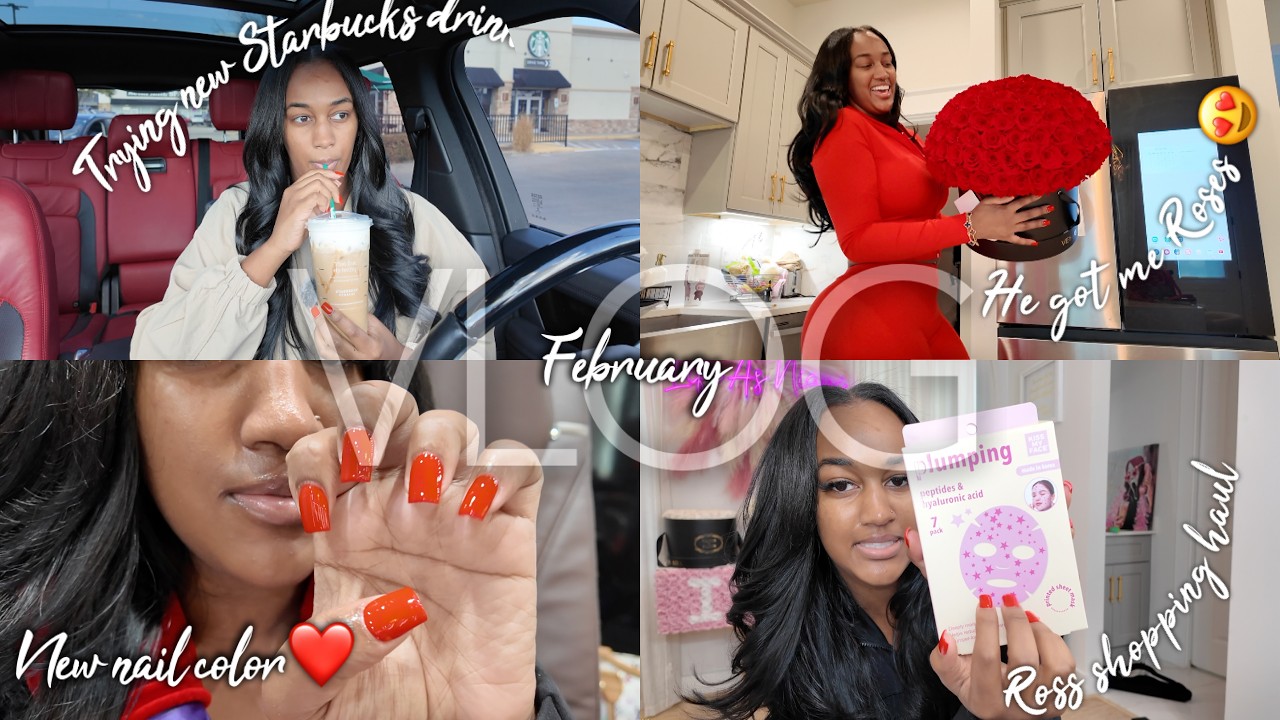 HE GOT ME ROSES + TRYING THE NEW STARBUCKS MENU + SHOPPING FOR VDAY + NEW NAIL COLOR + MORE !