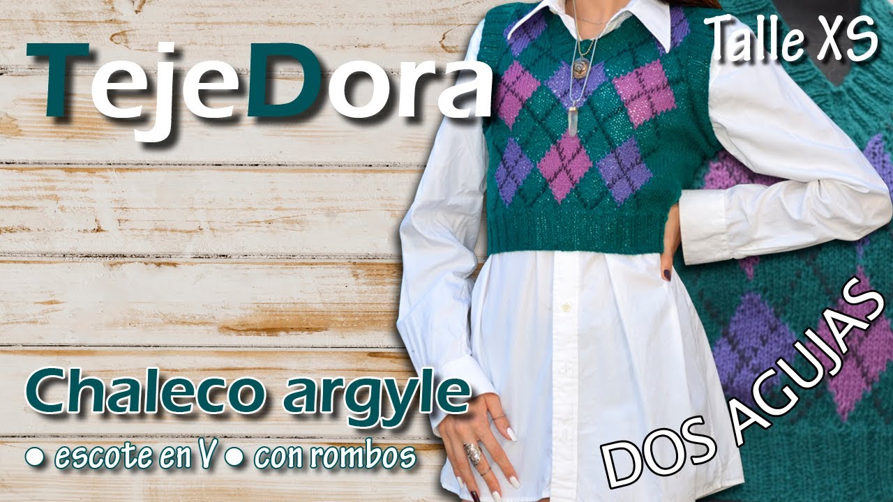 Chaleco argyle (con rombos) para mujer // Tejido DOS AGUJAS - TRICOT