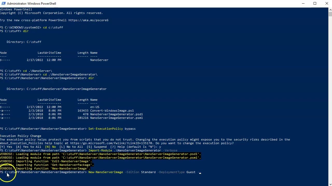 Basic creation of Windows Server 2016 Nano Server in Hyper-V