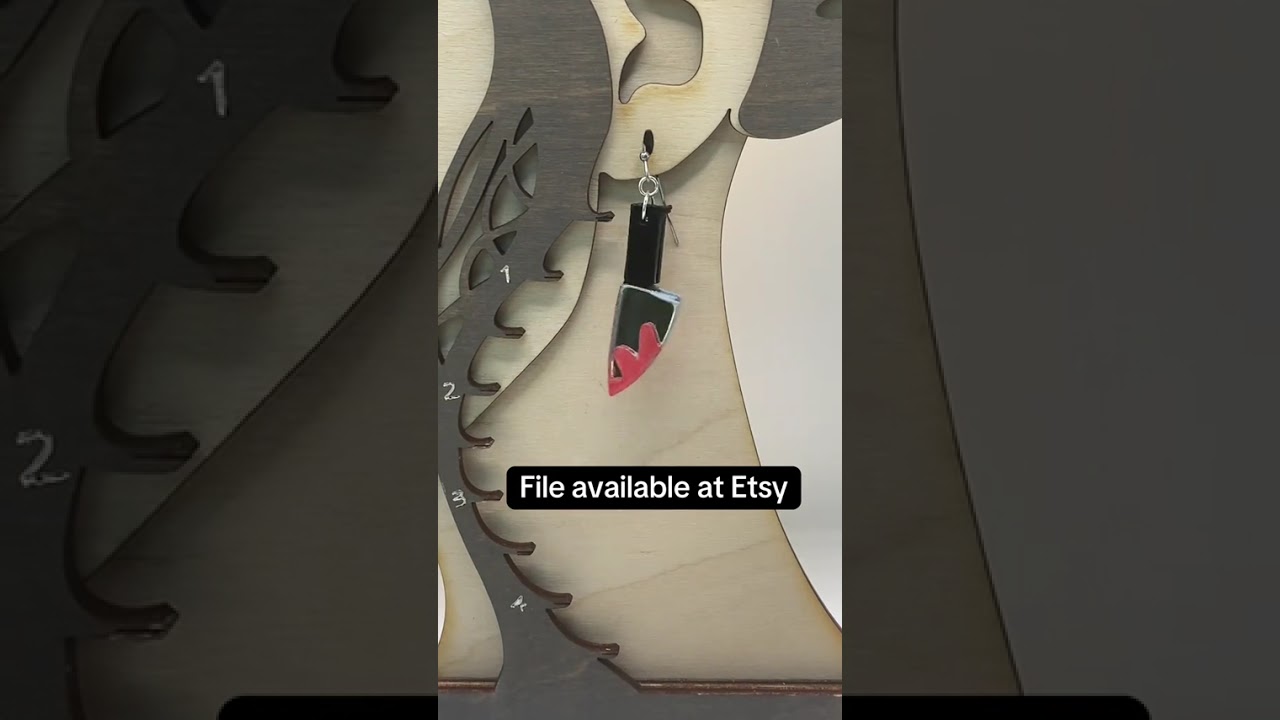 Make an impression this knife Halloween earring file! These earring SVGs are Glowforge tested 