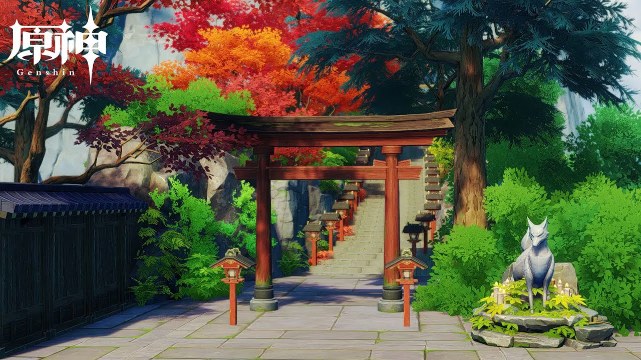 Genshin 🍂 Stairs leading to the shrine | Serenitea Pot Design || 神社へ続く階段 塵歌壺 [ 原神 ] replica id | 模本