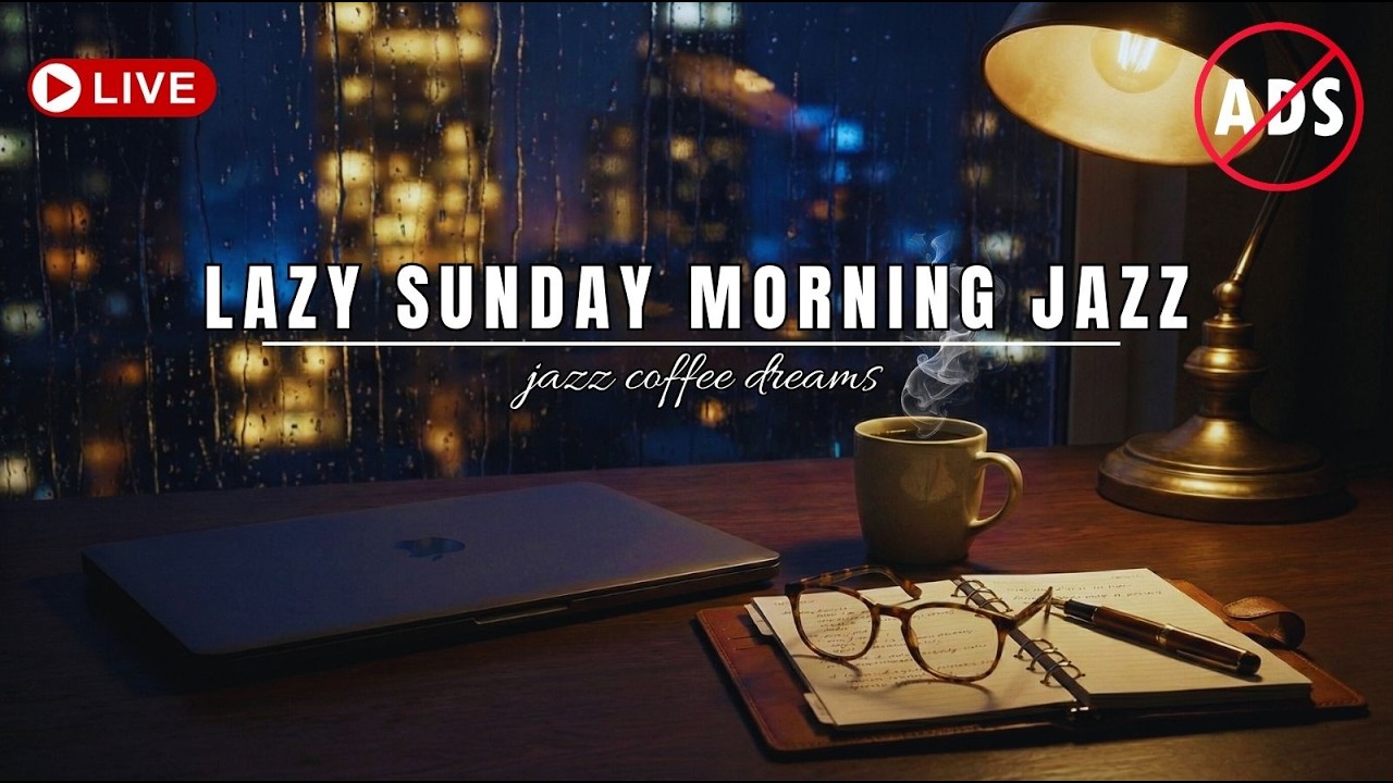 Lazy Sunday Morning Jazz 🌧️ Early Morning Rain & Cozy Coffee Desk Ambience