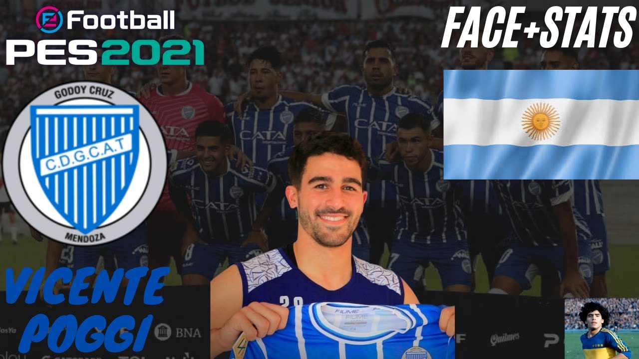 Face+stats Vicente Poggi 2024 para PES 2021| Hincha de bokee