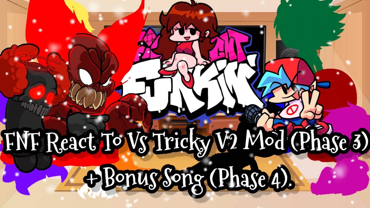 FNF React To Vs Tricky V2 Mod (Phase 3) + Bonus  Song (Phase 4)||FRIDAY NIGHT FUNKIN'||ElenaYt.
