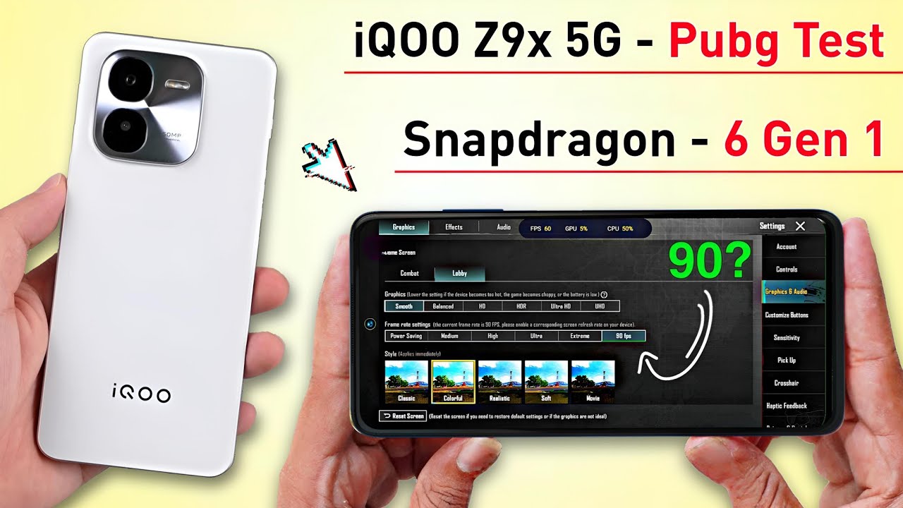 iQOO Z9x 5G Pubg Test - Graphics Test. SD 6 Gen 1 + 6000mAh Battery.!🤯