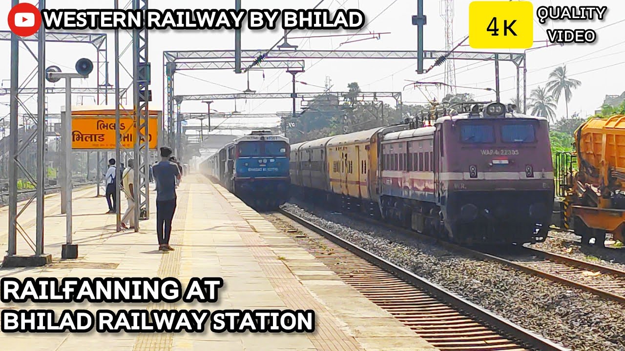 RAILFANNING AT BHILAD STATION || RAJDHANI + HUMSAFAR + GARIBRATH || WDP4D || INDIAN RAILWAYS || WR 