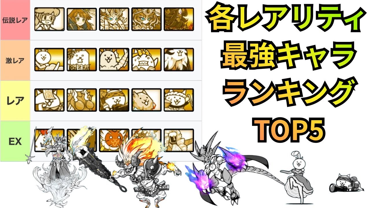 それぞれのレアリティの最強キャラは誰だ！？　各レアリティランキングTOP5を決めてみた！！【にゃんこ大戦争】